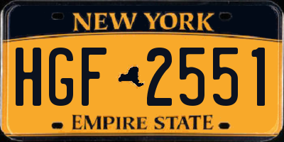 NY license plate HGF2551