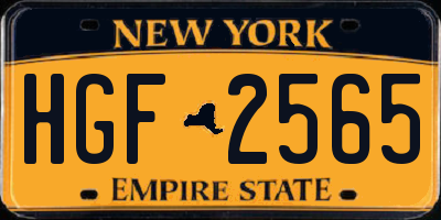 NY license plate HGF2565