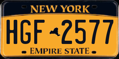 NY license plate HGF2577