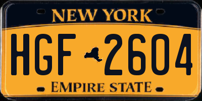 NY license plate HGF2604
