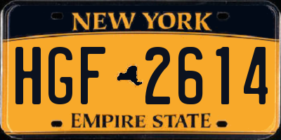NY license plate HGF2614