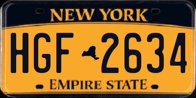 NY license plate HGF2634