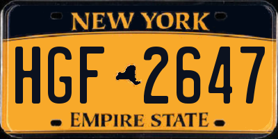 NY license plate HGF2647