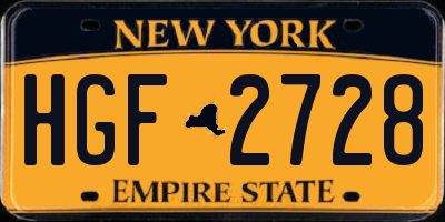 NY license plate HGF2728