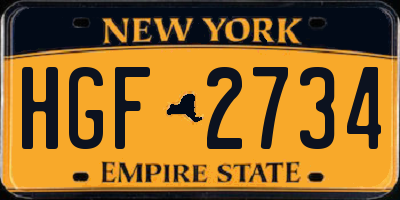 NY license plate HGF2734