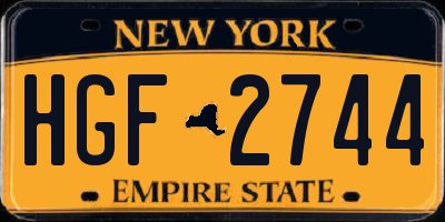 NY license plate HGF2744