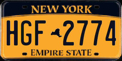 NY license plate HGF2774