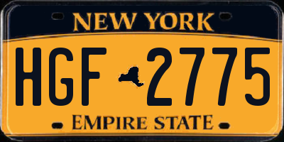 NY license plate HGF2775