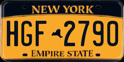 NY license plate HGF2790