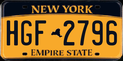 NY license plate HGF2796