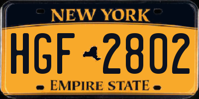NY license plate HGF2802