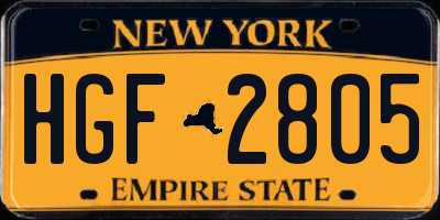 NY license plate HGF2805
