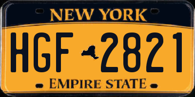 NY license plate HGF2821