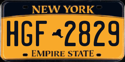 NY license plate HGF2829