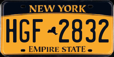 NY license plate HGF2832