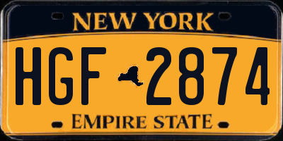 NY license plate HGF2874