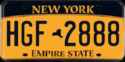 NY license plate HGF2888