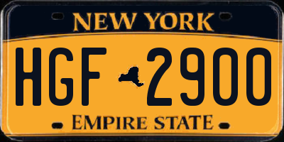 NY license plate HGF2900