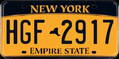 NY license plate HGF2917