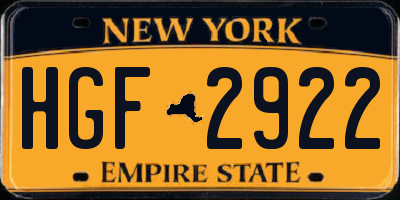 NY license plate HGF2922