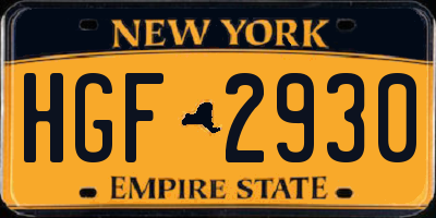 NY license plate HGF2930