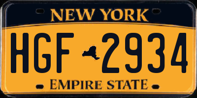 NY license plate HGF2934