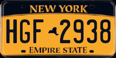 NY license plate HGF2938