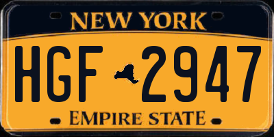 NY license plate HGF2947