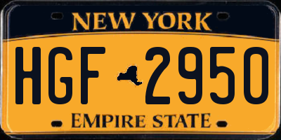NY license plate HGF2950