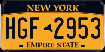 NY license plate HGF2953