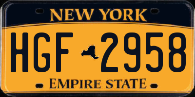 NY license plate HGF2958