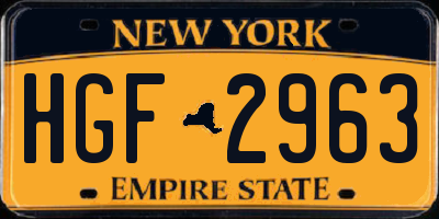 NY license plate HGF2963