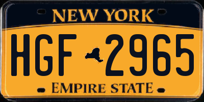NY license plate HGF2965