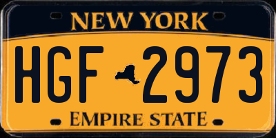 NY license plate HGF2973