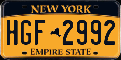 NY license plate HGF2992