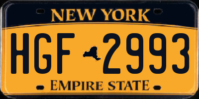 NY license plate HGF2993