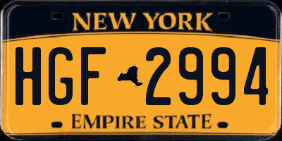 NY license plate HGF2994