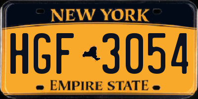 NY license plate HGF3054