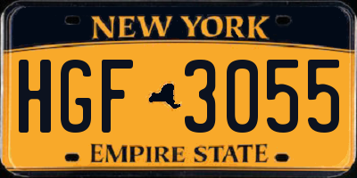 NY license plate HGF3055