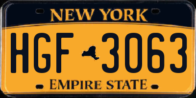 NY license plate HGF3063
