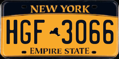 NY license plate HGF3066