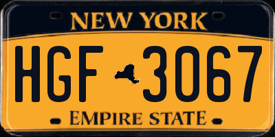 NY license plate HGF3067