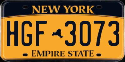 NY license plate HGF3073