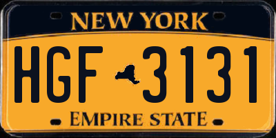 NY license plate HGF3131
