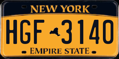 NY license plate HGF3140