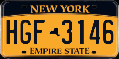 NY license plate HGF3146