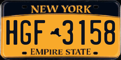 NY license plate HGF3158