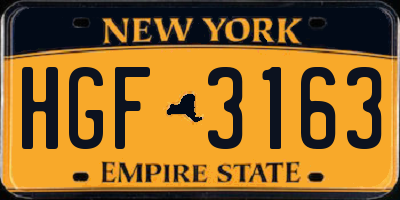 NY license plate HGF3163
