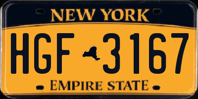 NY license plate HGF3167