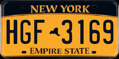 NY license plate HGF3169